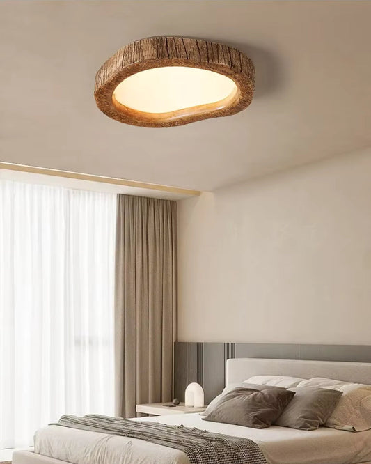 Halora | Flush Mount Ceiling Light – Rustic Wood LED Fixture 3