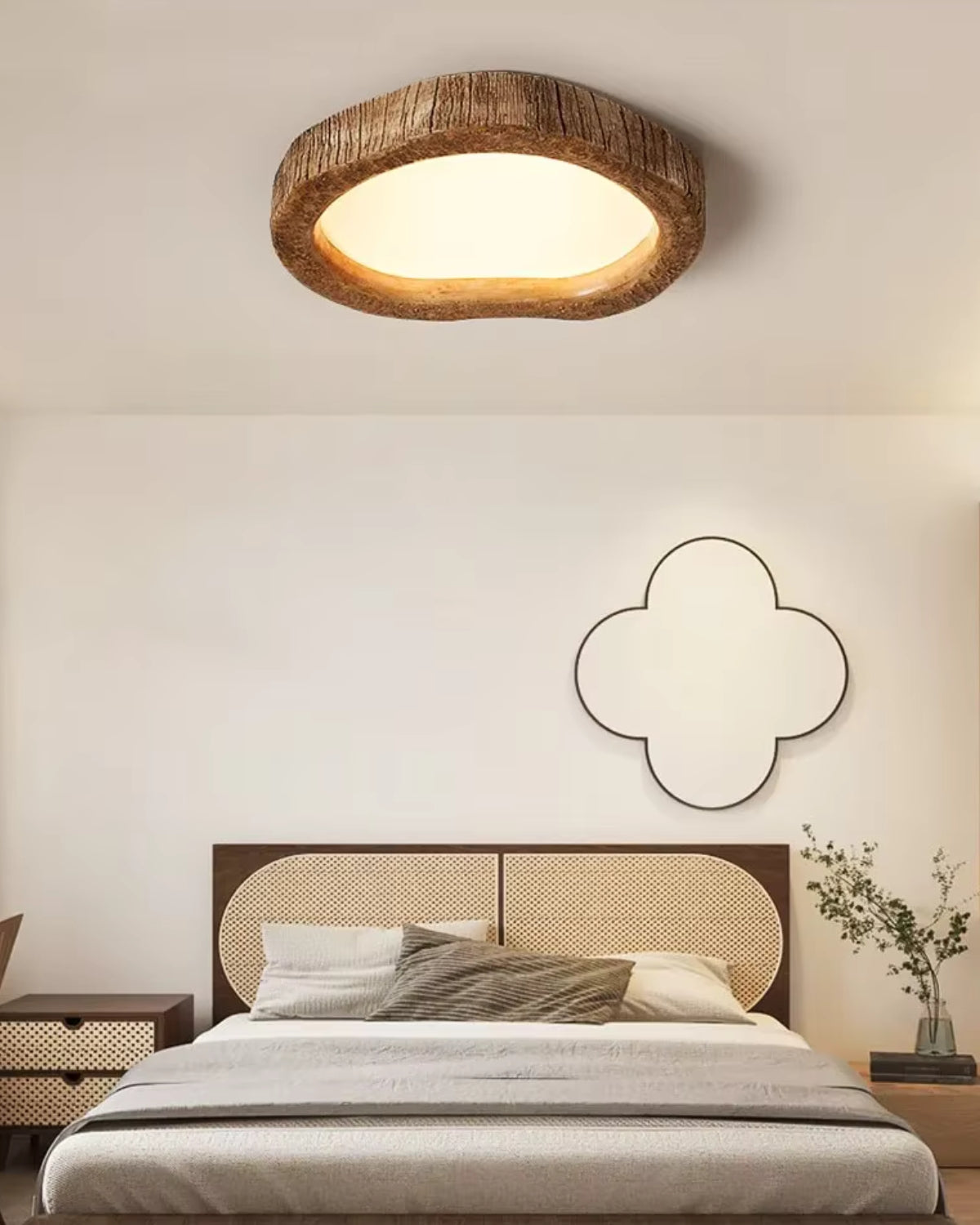Halora | Flush Mount Ceiling Light – Rustic Wood LED Fixture 7