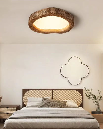 Halora | Flush Mount Ceiling Light – Rustic Wood LED Fixture 7