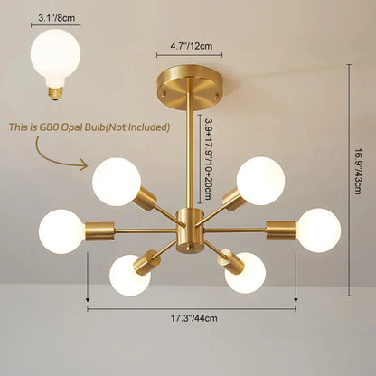 Modern 6-Light Sputnik Chandelier Lighting – Adjustable Brass Ceiling Fixture 4