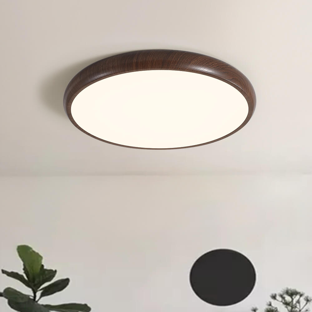 LED Flush Mount Ceiling Light Fixture with Wood Grain Finish – 40 cm Minimalist Design 2