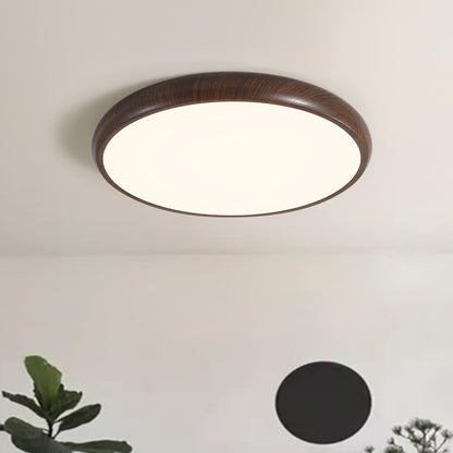 LED Flush Mount Ceiling Light Fixture with Wood Grain Finish – 40 cm Minimalist Design 2