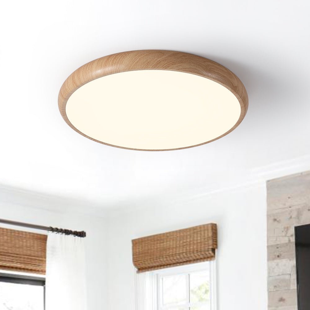 LED Flush Mount Ceiling Light Fixture with Wood Grain Finish – 40 cm Minimalist Design 3
