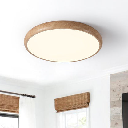 LED Flush Mount Ceiling Light Fixture with Wood Grain Finish – 40 cm Minimalist Design 3