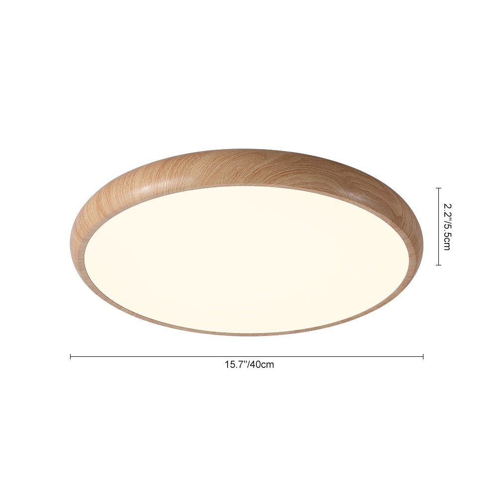 LED Flush Mount Ceiling Light Fixture with Wood Grain Finish – 40 cm Minimalist Design 9
