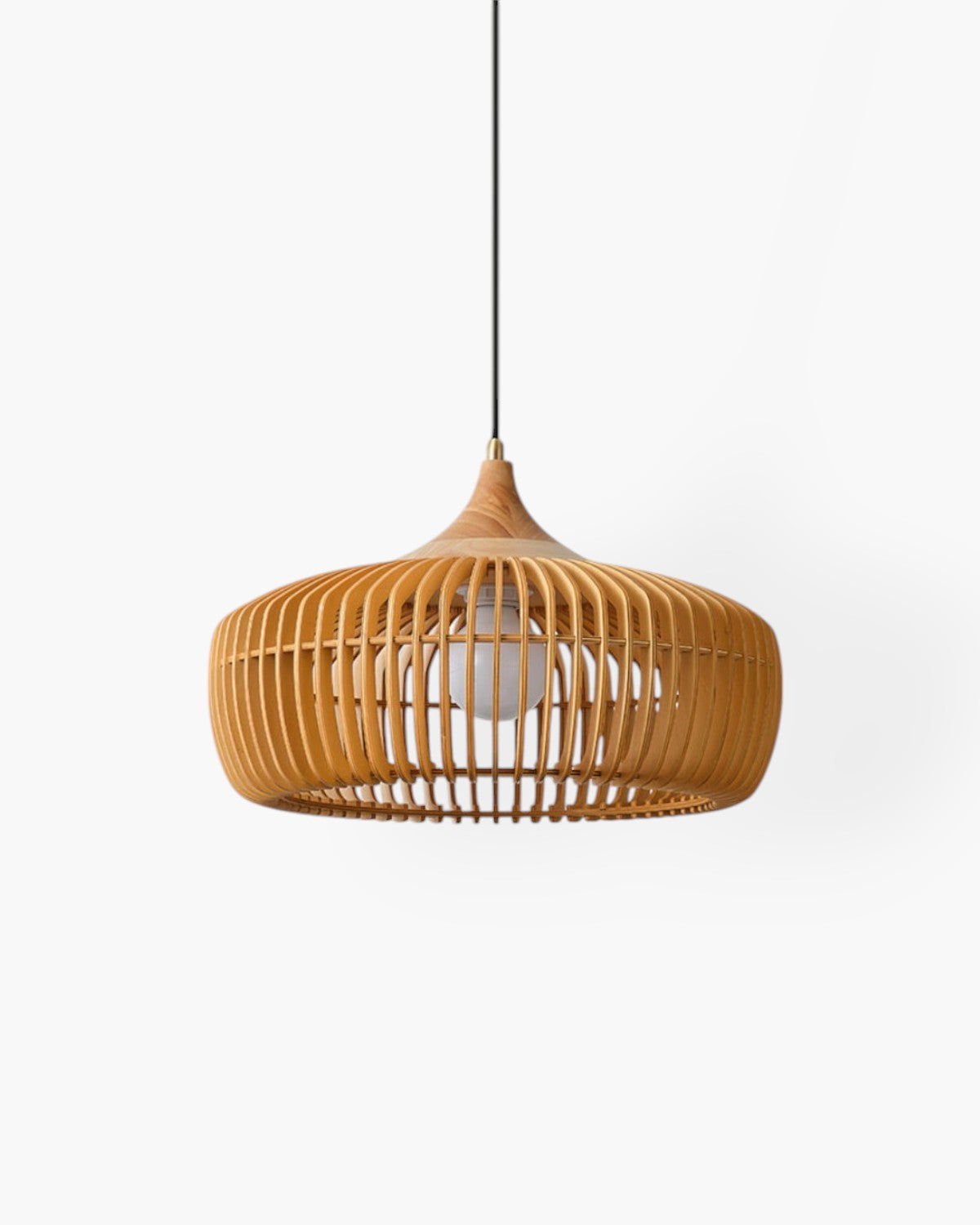 Variant image for Brass Pendant Light with Adjustable Height – Solid Wood Kitchen Pendant Lighting-2