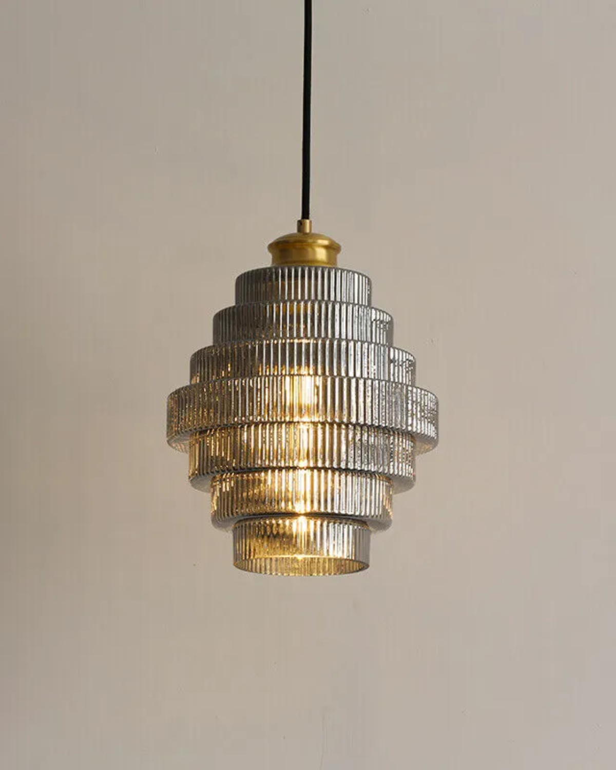 Tiered Glass Pendant Light with Gold Accents – Modern Kitchen Pendant Lighting 3