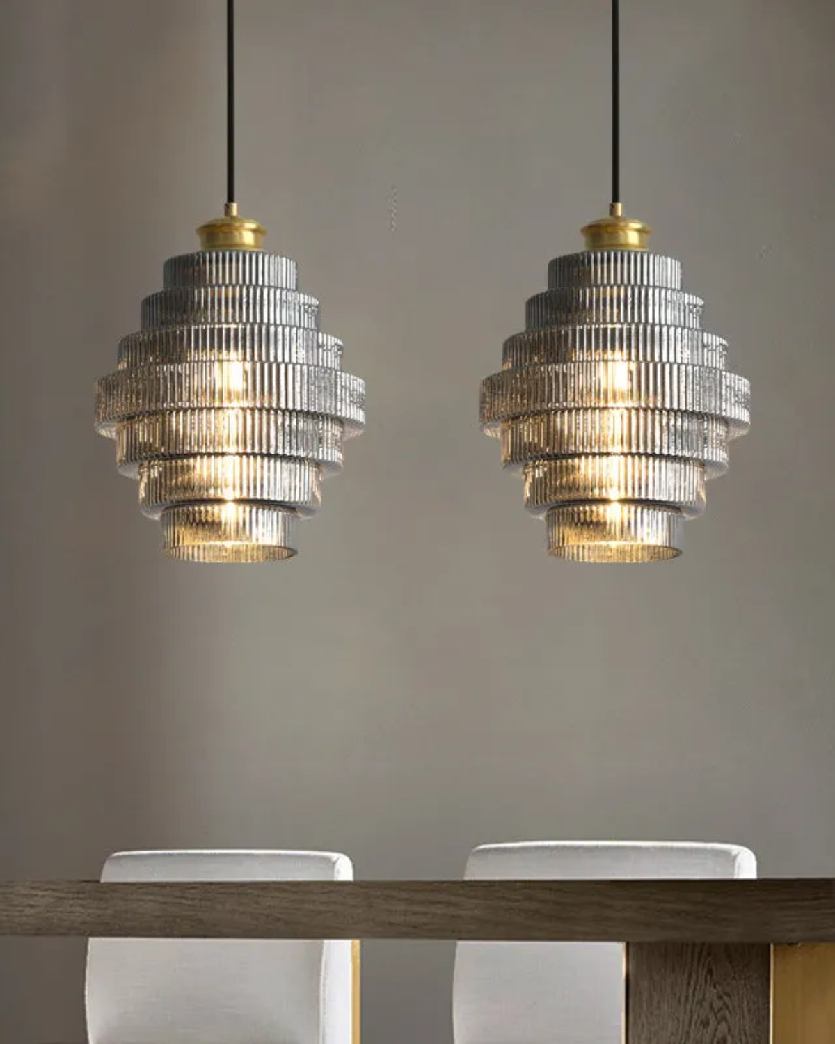 Tiered Glass Pendant Light with Gold Accents – Modern Kitchen Pendant Lighting 5