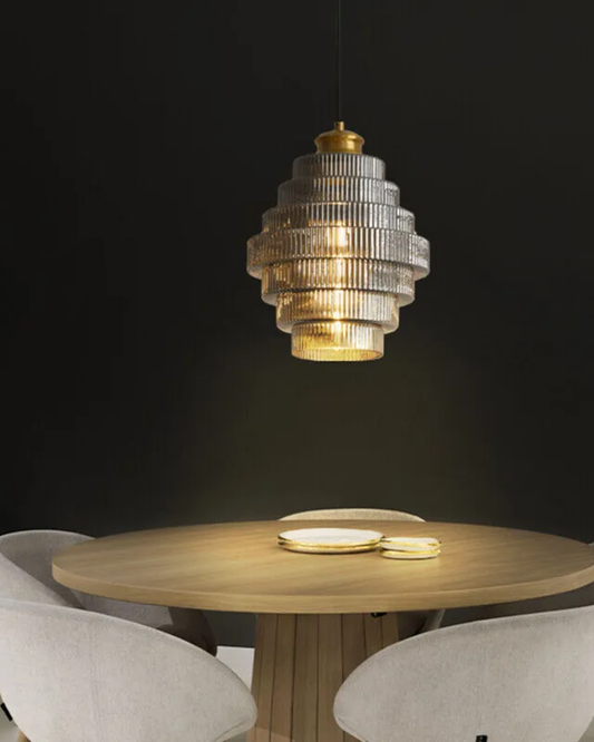 Tiered Glass Pendant Light with Gold Accents – Modern Kitchen Pendant Lighting 6