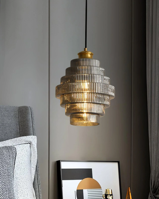 Tiered Glass Pendant Light with Gold Accents – Modern Kitchen Pendant Lighting 4