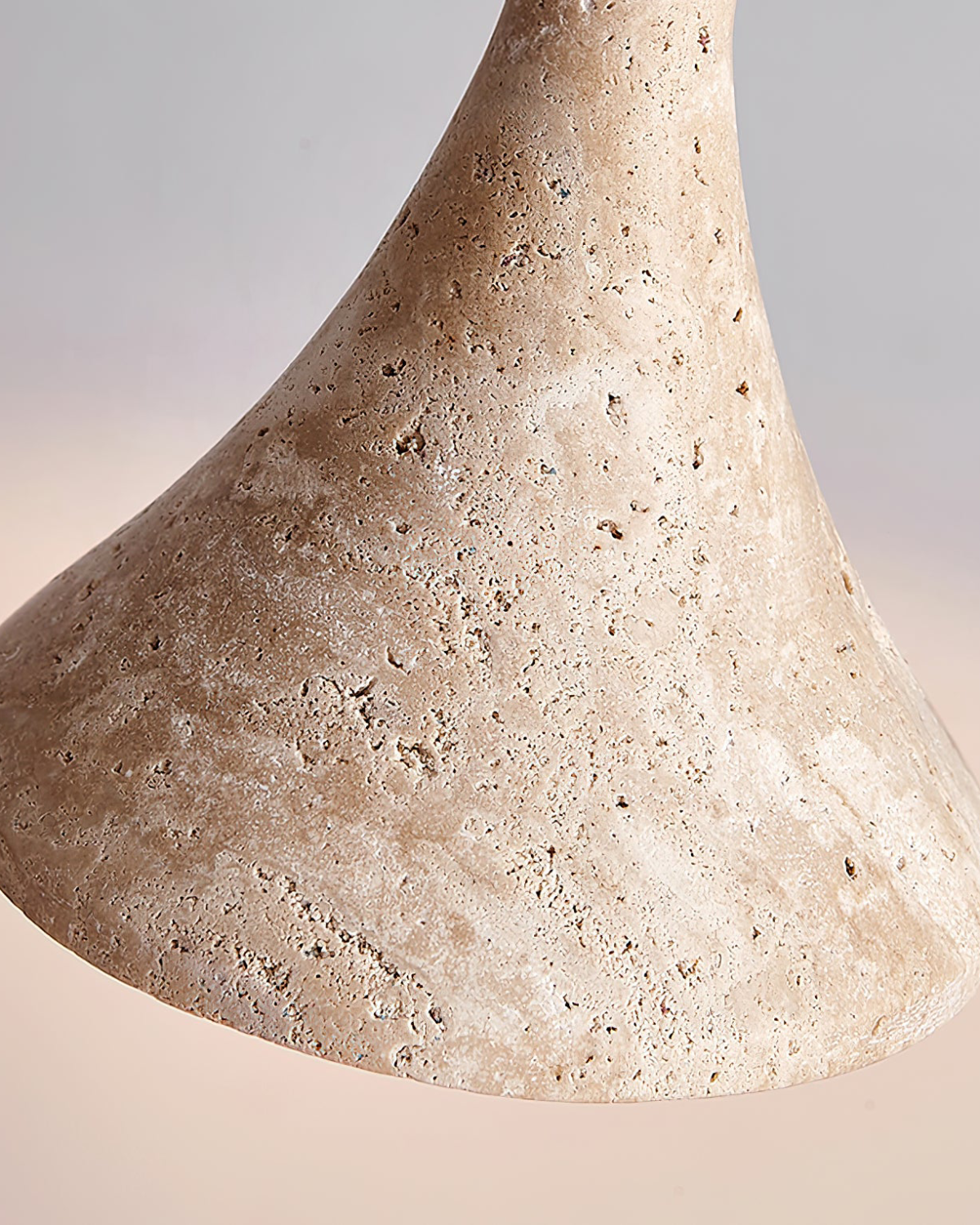 Sculpted Travertine Pendant Light with Walnut Wood Accents – 30cm Modern Hanging Light 2