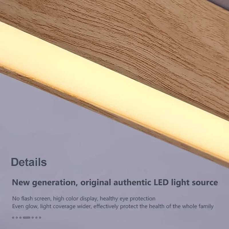 Modern LED Ceiling Light Fixture - Long Wooden Strip Design for Home Decor 3
