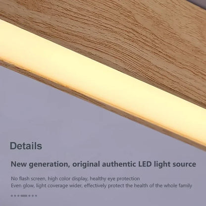 Modern LED Ceiling Light Fixture - Long Wooden Strip Design for Home Decor 3