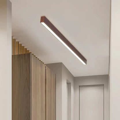 Modern LED Ceiling Light Fixture - Long Wooden Strip Design for Home Decor 5