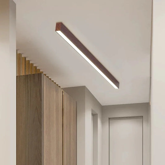 Modern LED Ceiling Light Fixture - Long Wooden Strip Design for Home Decor 5
