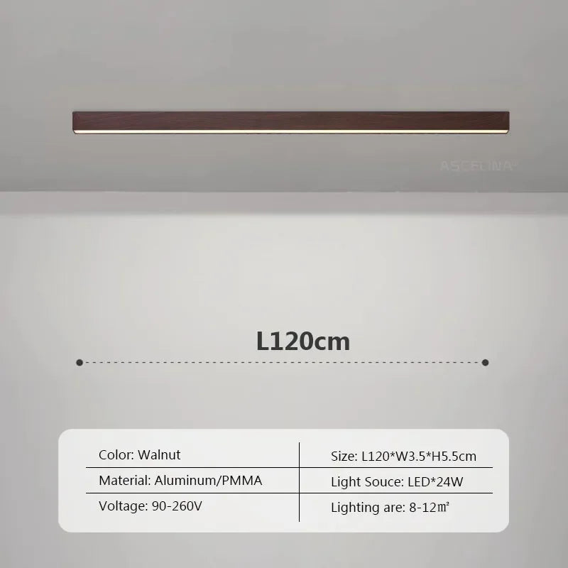 Modern LED Ceiling Light Fixture - Long Wooden Strip Design for Home Decor 6