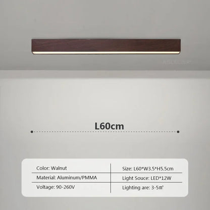 Modern LED Ceiling Light Fixture - Long Wooden Strip Design for Home Decor 7