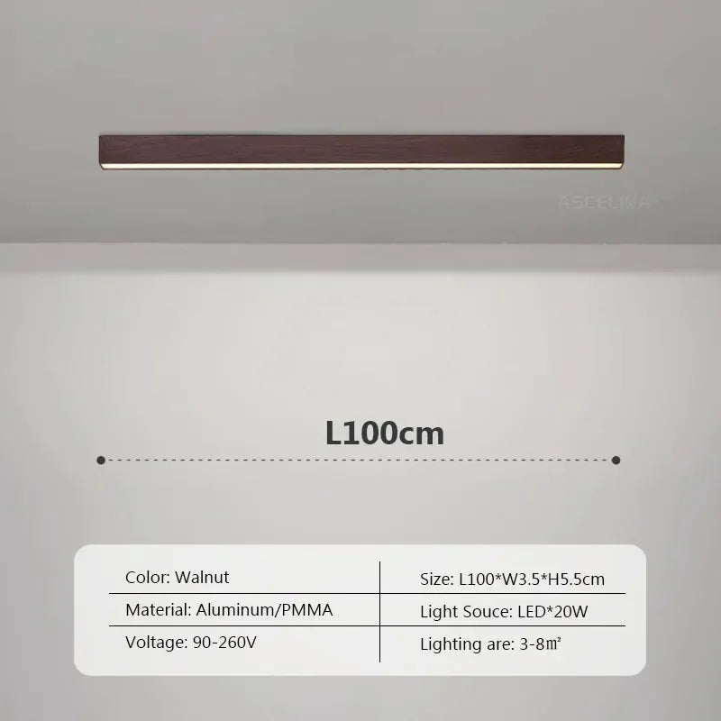 Modern LED Ceiling Light Fixture - Long Wooden Strip Design for Home Decor 8