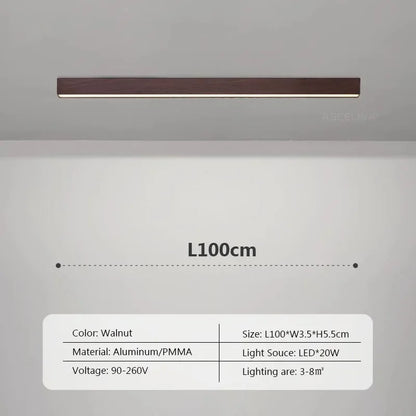 Modern LED Ceiling Light Fixture - Long Wooden Strip Design for Home Decor 8