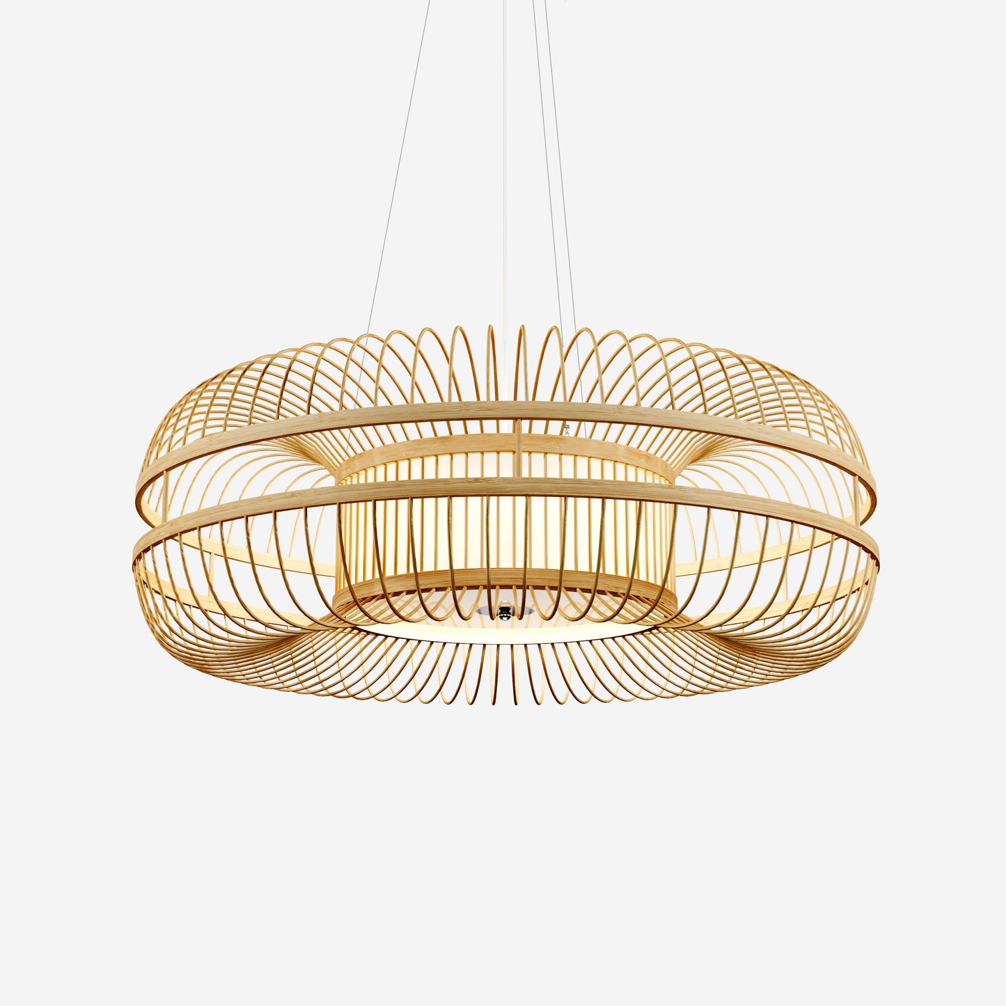 Natural Bamboo Pendant Light D70cm Adjustable Ceiling Light Fixture Eco-Friendly for Living Room 1