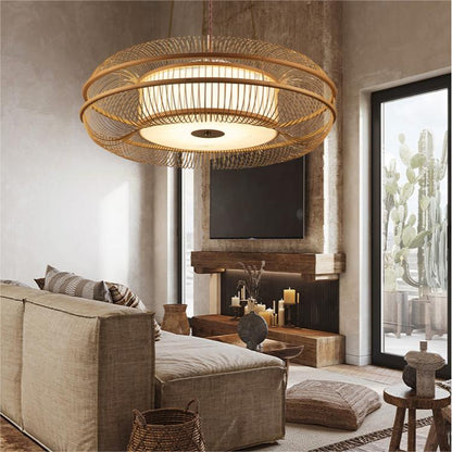Natural Bamboo Pendant Light D70cm Adjustable Ceiling Light Fixture Eco-Friendly for Living Room 2