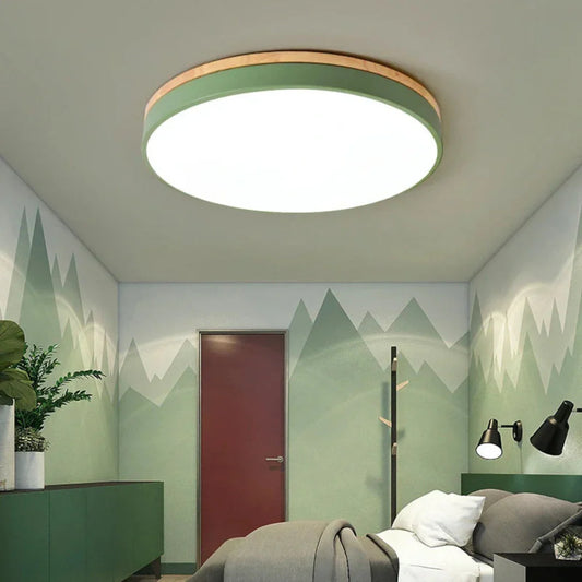 Nordic Flush Mount Ceiling Light with Wood Accents – Modern Minimalist Design 3