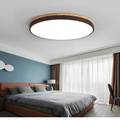 Nordic Flush Mount Ceiling Light with Wood Accents – Modern Minimalist Design 1