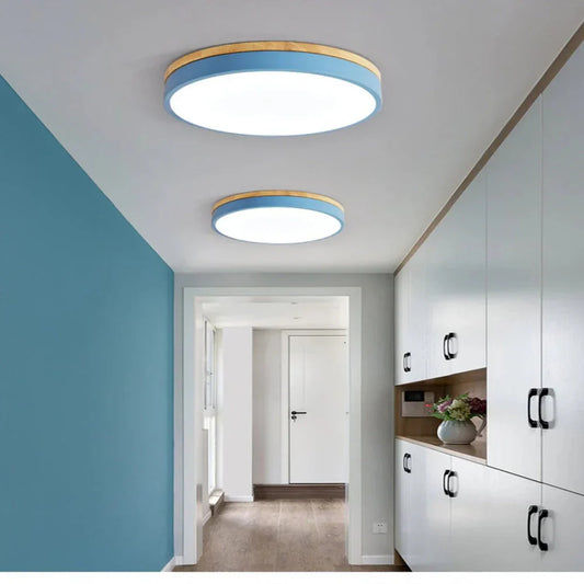 Nordic Flush Mount Ceiling Light with Wood Accents – Modern Minimalist Design 2