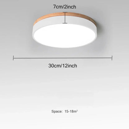 Nordic Flush Mount Ceiling Light with Wood Accents – Modern Minimalist Design 7