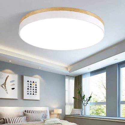 Nordic Flush Mount Ceiling Light with Wood Accents – Modern Minimalist Design 4