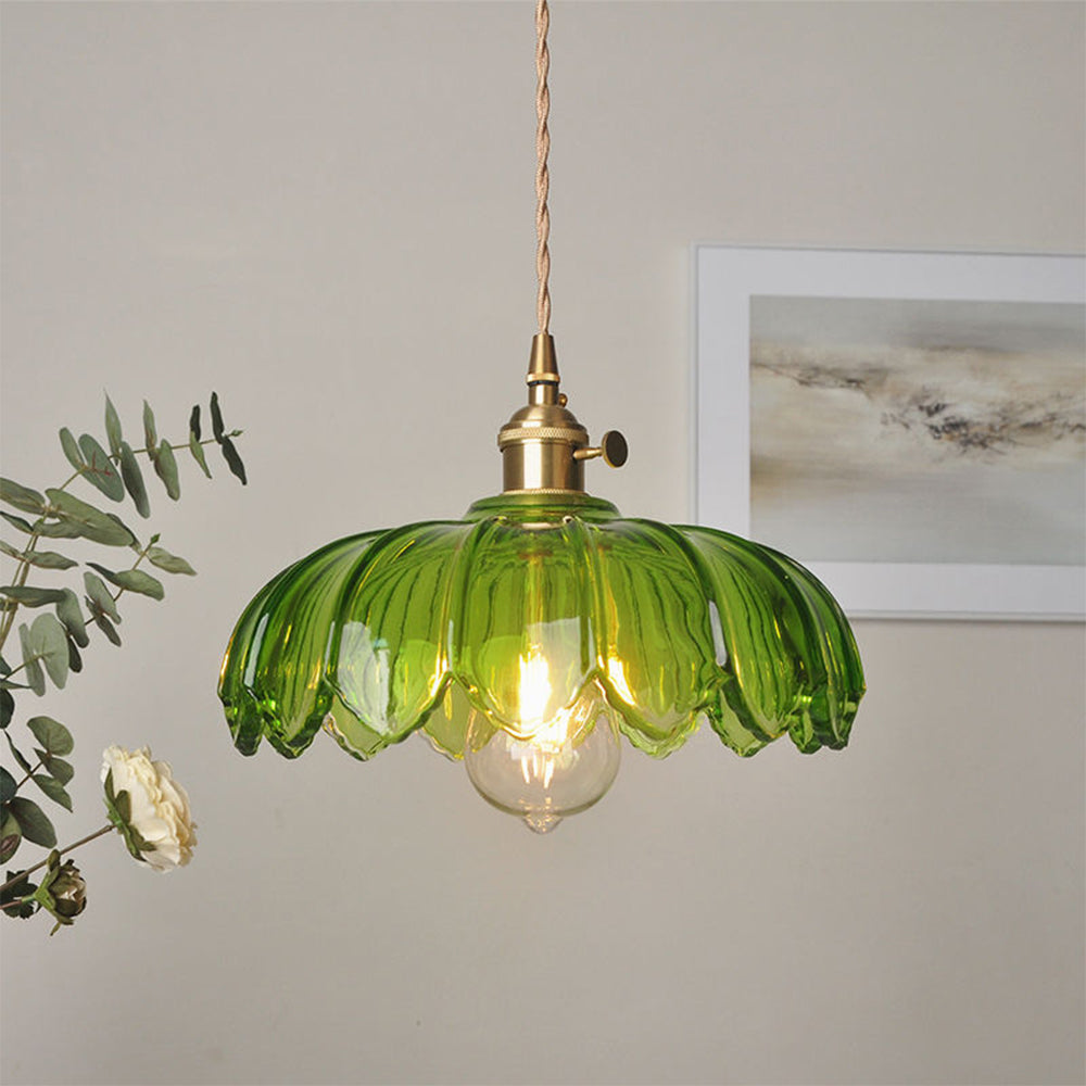 Vintage Floral Glass Pendant Lamp – Adjustable Kitchen Pendant Lighting, 10 in 2
