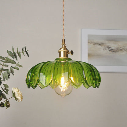 Vintage Floral Glass Pendant Lamp – Adjustable Kitchen Pendant Lighting, 10 in 2