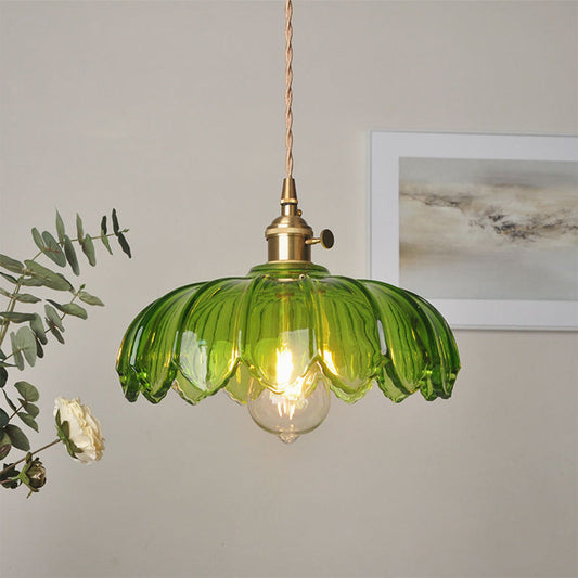 Vintage Floral Glass Pendant Lamp – Adjustable Kitchen Pendant Lighting, 10 in 2