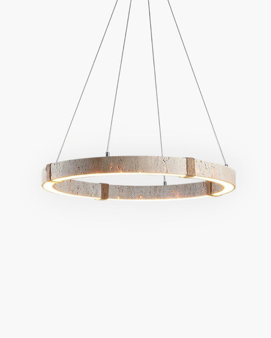 Modern Pendant Lighting for Kitchen Island – Adjustable HaloGlow Lamp in Iron and Travertine 1