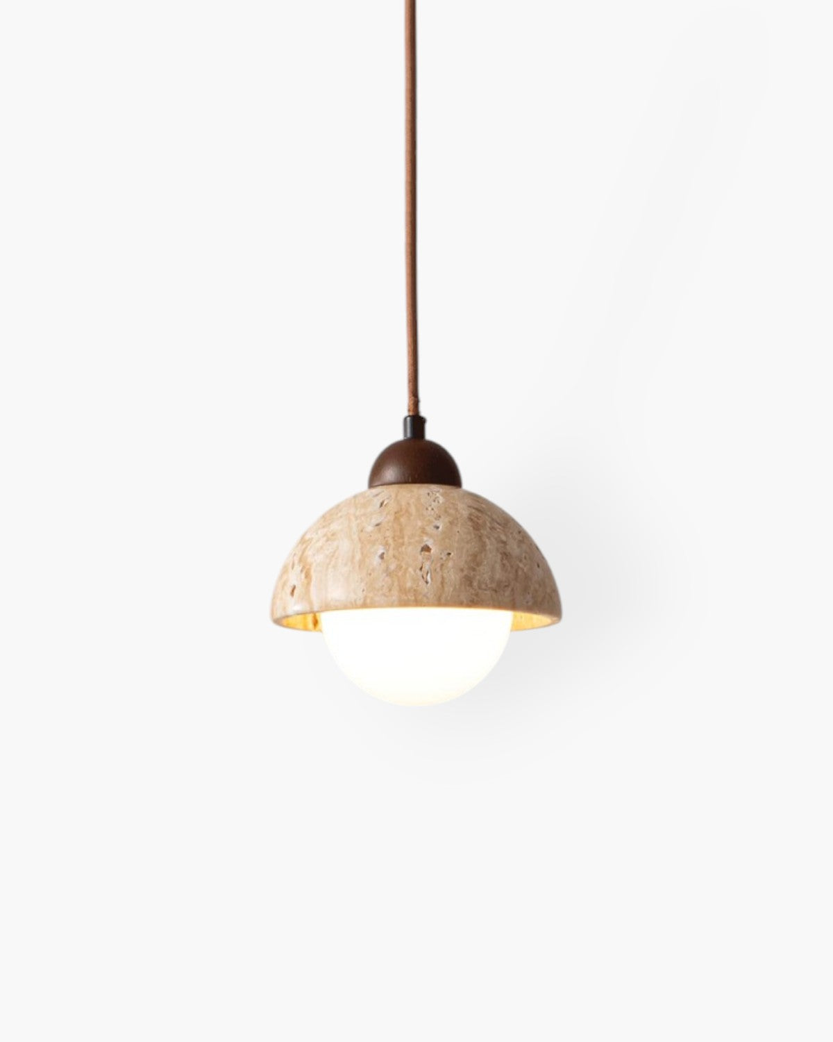 Natural Travertine and Walnut Pendant Lamp – Adjustable Kitchen Pendant Lighting 1