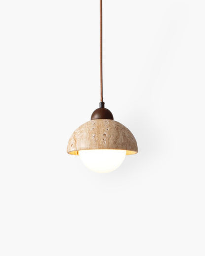 Natural Travertine and Walnut Pendant Lamp – Adjustable Kitchen Pendant Lighting 1