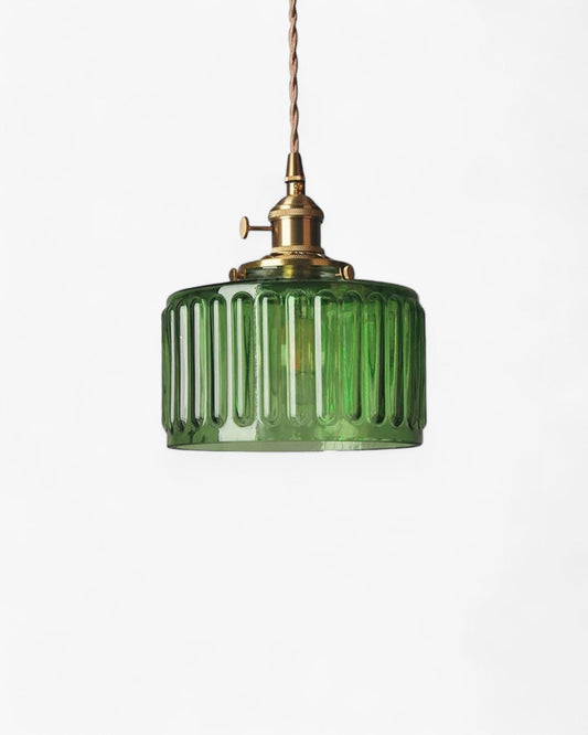 Emerald Green Glass Pendant Lamp with Brass Accents – Modern Hanging Light 19 cm 1