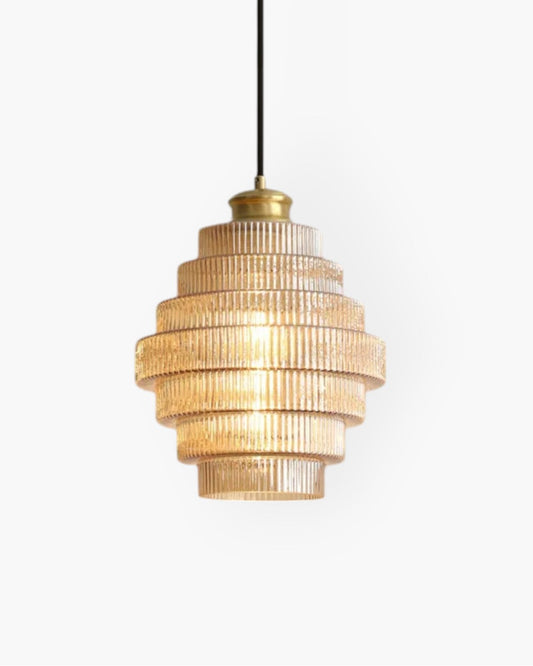 Tiered Glass Pendant Light with Gold Accents – Modern Kitchen Pendant Lighting 1