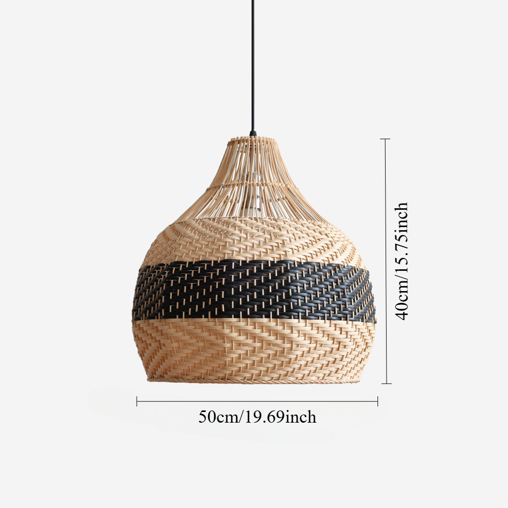 Rattan Pendant Light Black Natural Adjustable 50cm Hanging Light for Kitchen Decor 3