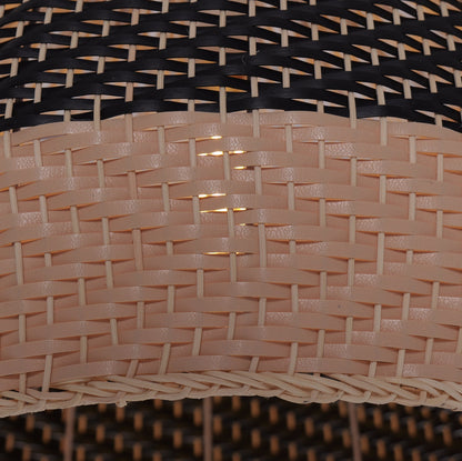 Rattan Pendant Light Black Natural Adjustable 50cm Hanging Light for Kitchen Decor 5