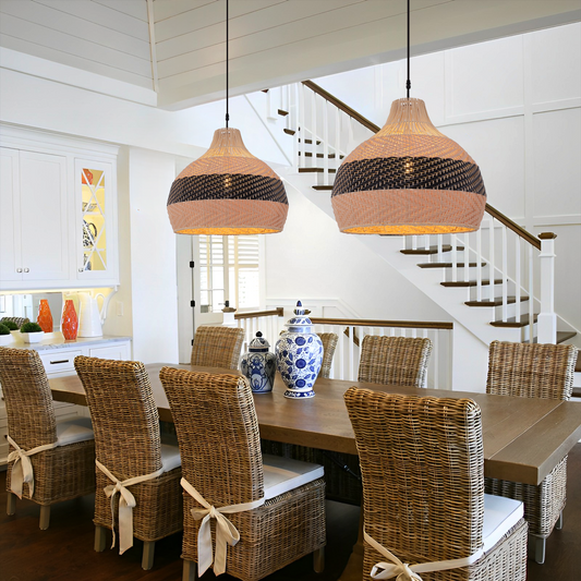 Rattan Pendant Light Black Natural Adjustable 50cm Hanging Light for Kitchen Decor 7