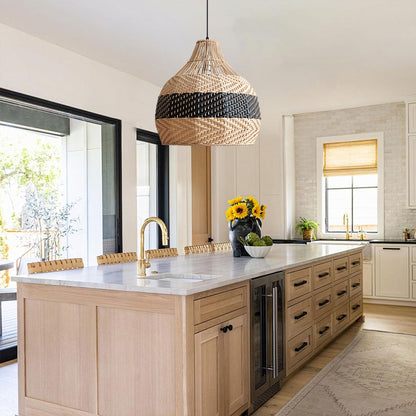 Rattan Pendant Light Black Natural Adjustable 50cm Hanging Light for Kitchen Decor 8