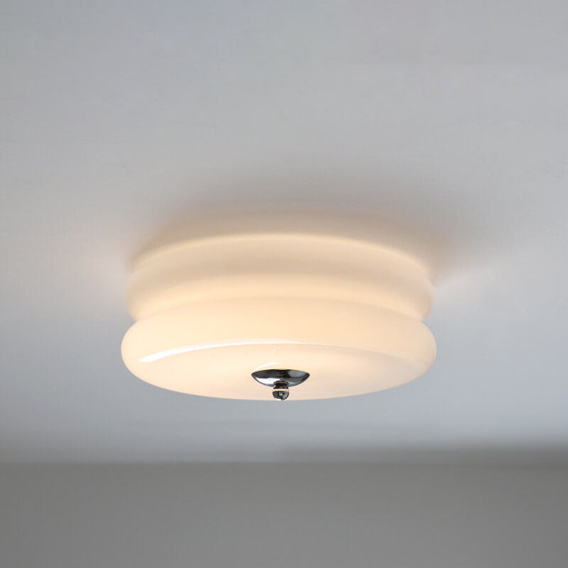 Cream Glass LED Flush Mount Ceiling Light – Modern French Design for Hallways and Living Rooms 1
