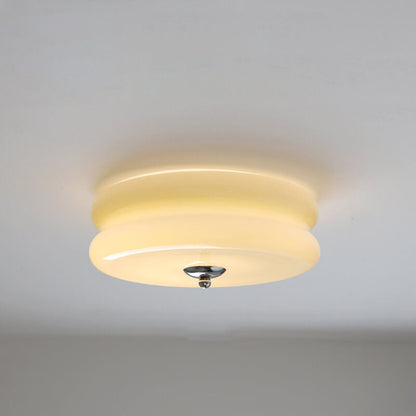 Variant image for Cream Glass LED Flush Mount Ceiling Light – Modern French Design for Hallways and Living Rooms-2