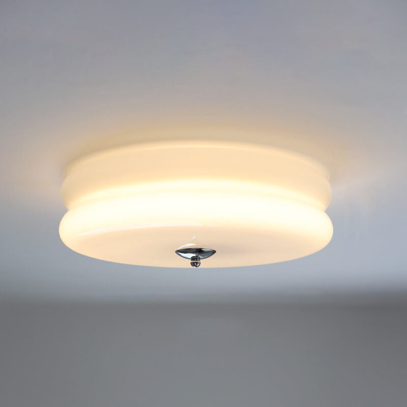 Cream Glass LED Flush Mount Ceiling Light – Modern French Design for Hallways and Living Rooms 6