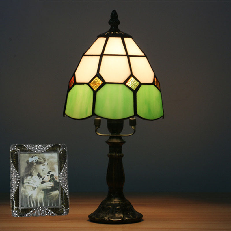 Variant image for Elegant Tiffany Stained Glass Table Lamp – Colorful Resin Nightstand Bedside Lamp-3
