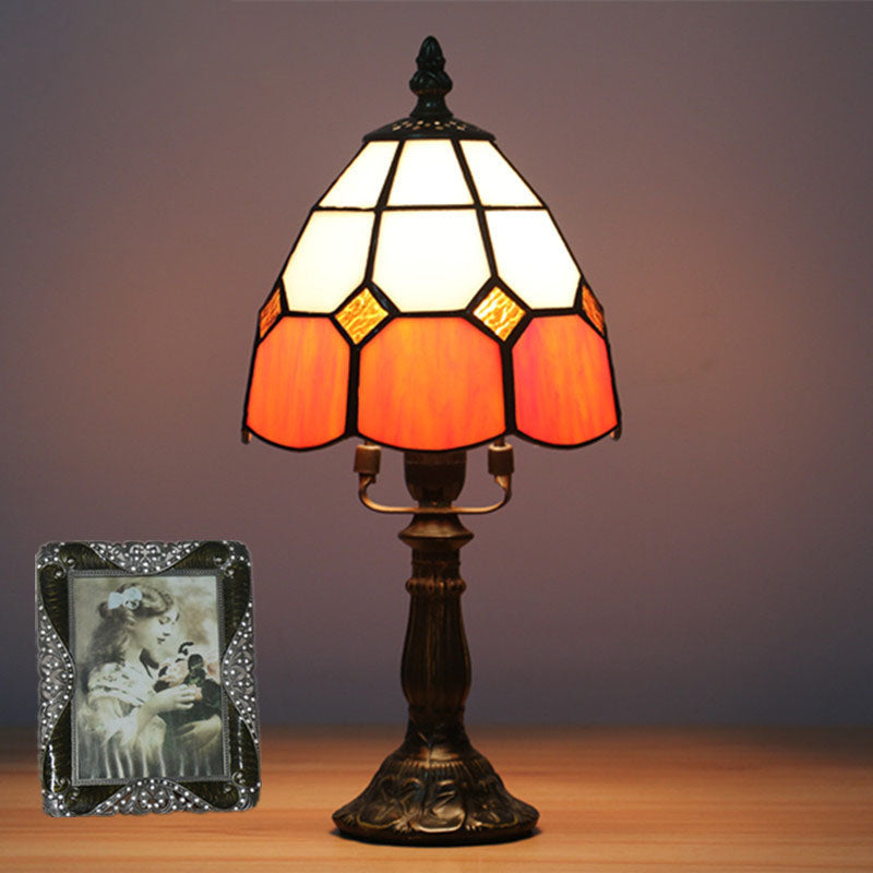 Variant image for Elegant Tiffany Stained Glass Table Lamp – Colorful Resin Nightstand Bedside Lamp-4