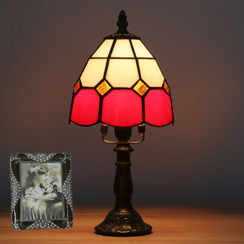Variant image for Elegant Tiffany Stained Glass Table Lamp – Colorful Resin Nightstand Bedside Lamp-6