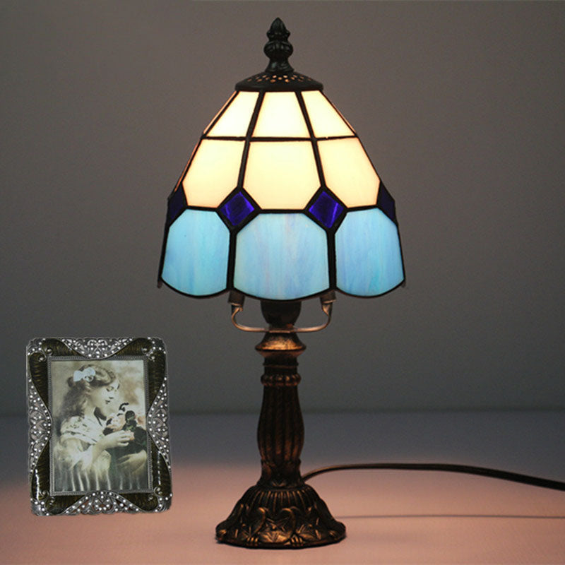 Variant image for Elegant Tiffany Stained Glass Table Lamp – Colorful Resin Nightstand Bedside Lamp-8