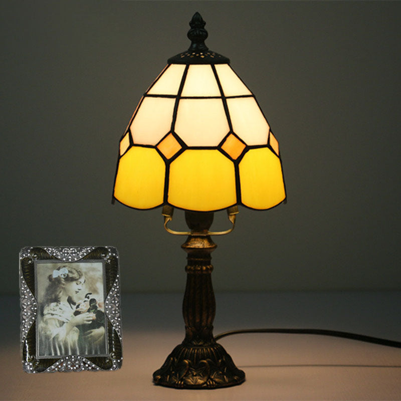 Variant image for Elegant Tiffany Stained Glass Table Lamp – Colorful Resin Nightstand Bedside Lamp-9